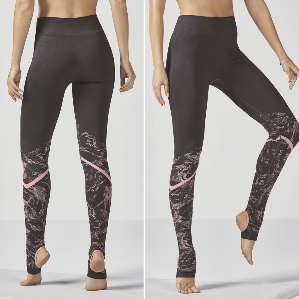 Fabletics Black and Pink Patterned Leggings